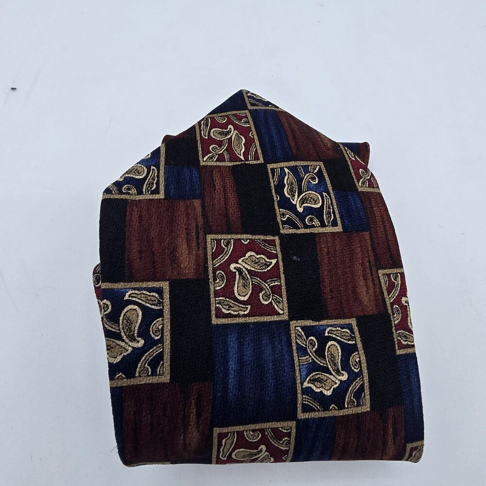 Vintage Guy Laroche Leave Leaf Abstract Print Black Red Silk Tie 56 X 3in